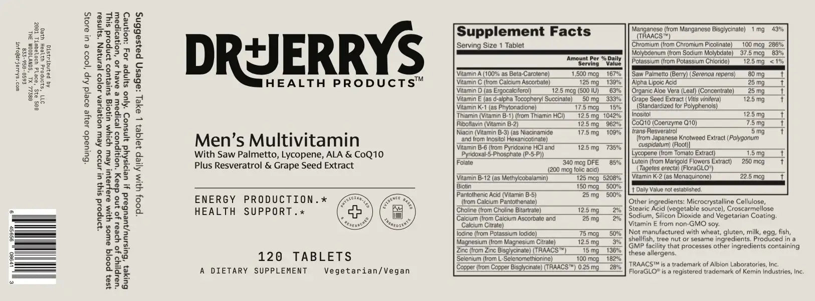 Dr. Jerry's Men's Multivitamin (90 Vegan Capsules)