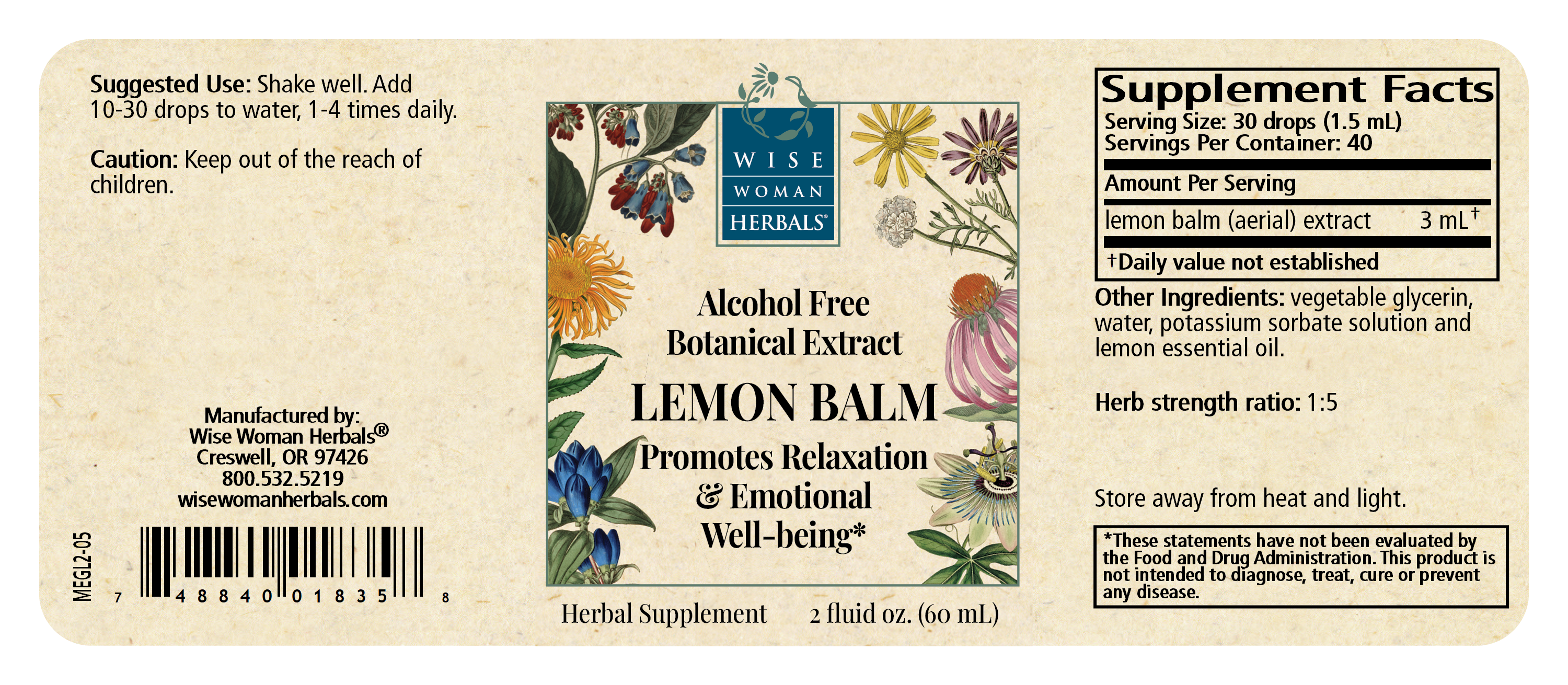 Lemon Balm Alcohol Free Extract (Formerly Melissa/ Lemon Balm Glycerite)
