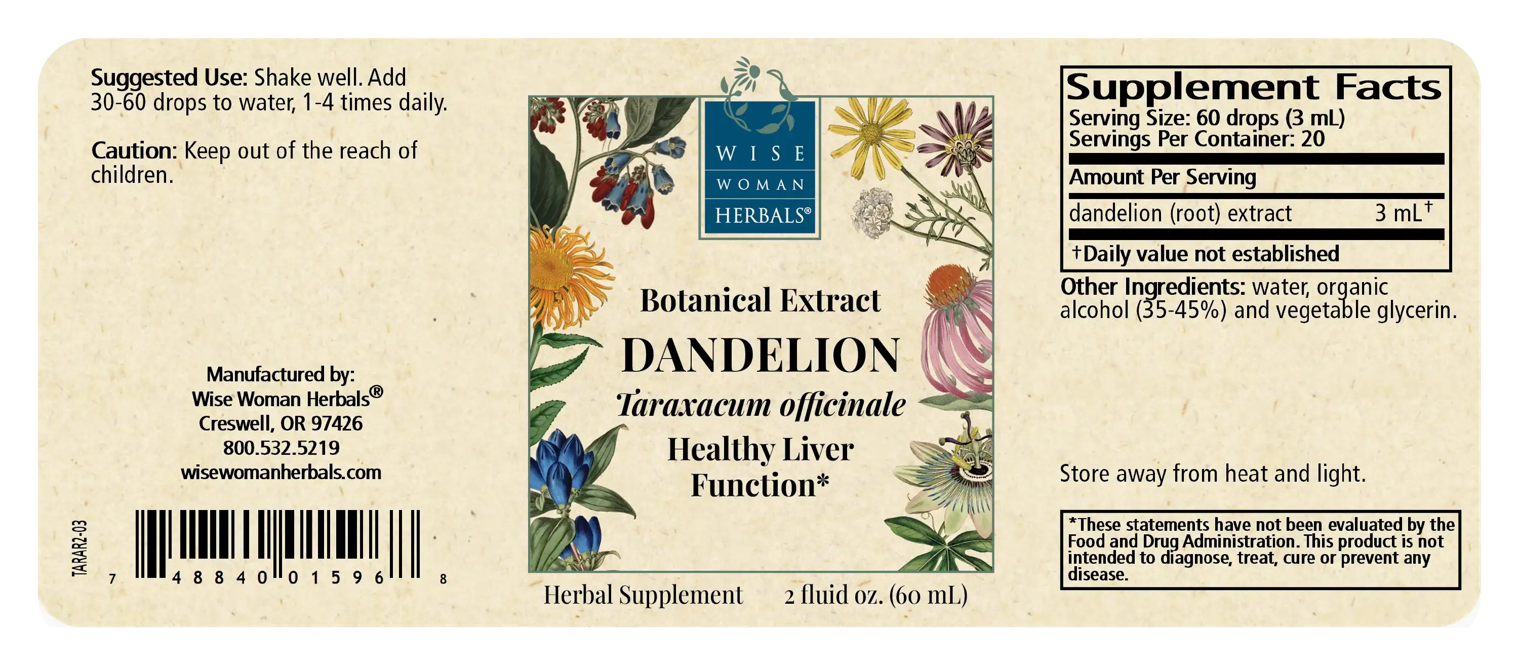 Dandelion (Taraxacum officinale) Root