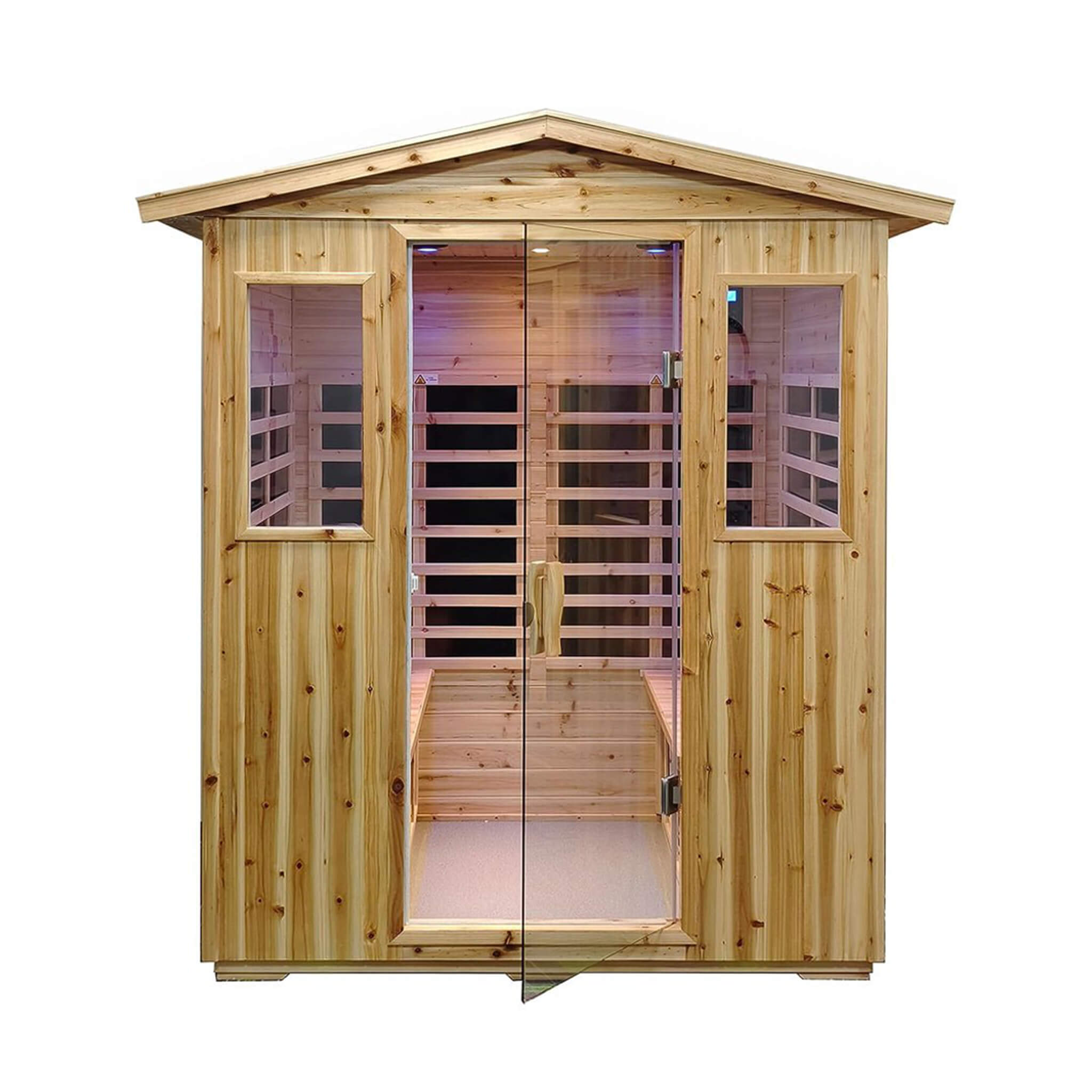 4-Person Outdoor Infrared Hemlock Sauna With Bluetooth Speakers & LED Lighting (SAK96371)
