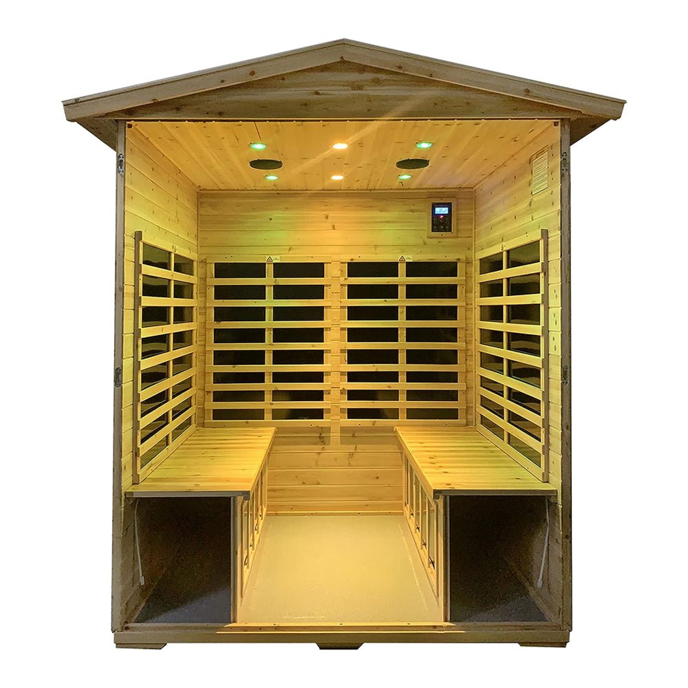 4-Person Outdoor Infrared Hemlock Sauna With Bluetooth Speakers & LED Lighting (SAK96371)