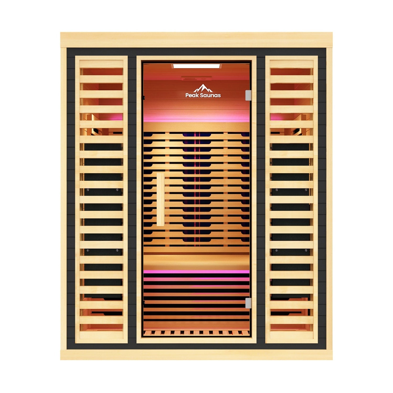 Peak Saunas Denali Luxury 3-Person Full Spectrum Infrared Sauna with Two XL Medical-Grade Red Light Therapy Panels & Smart WiFi App Control