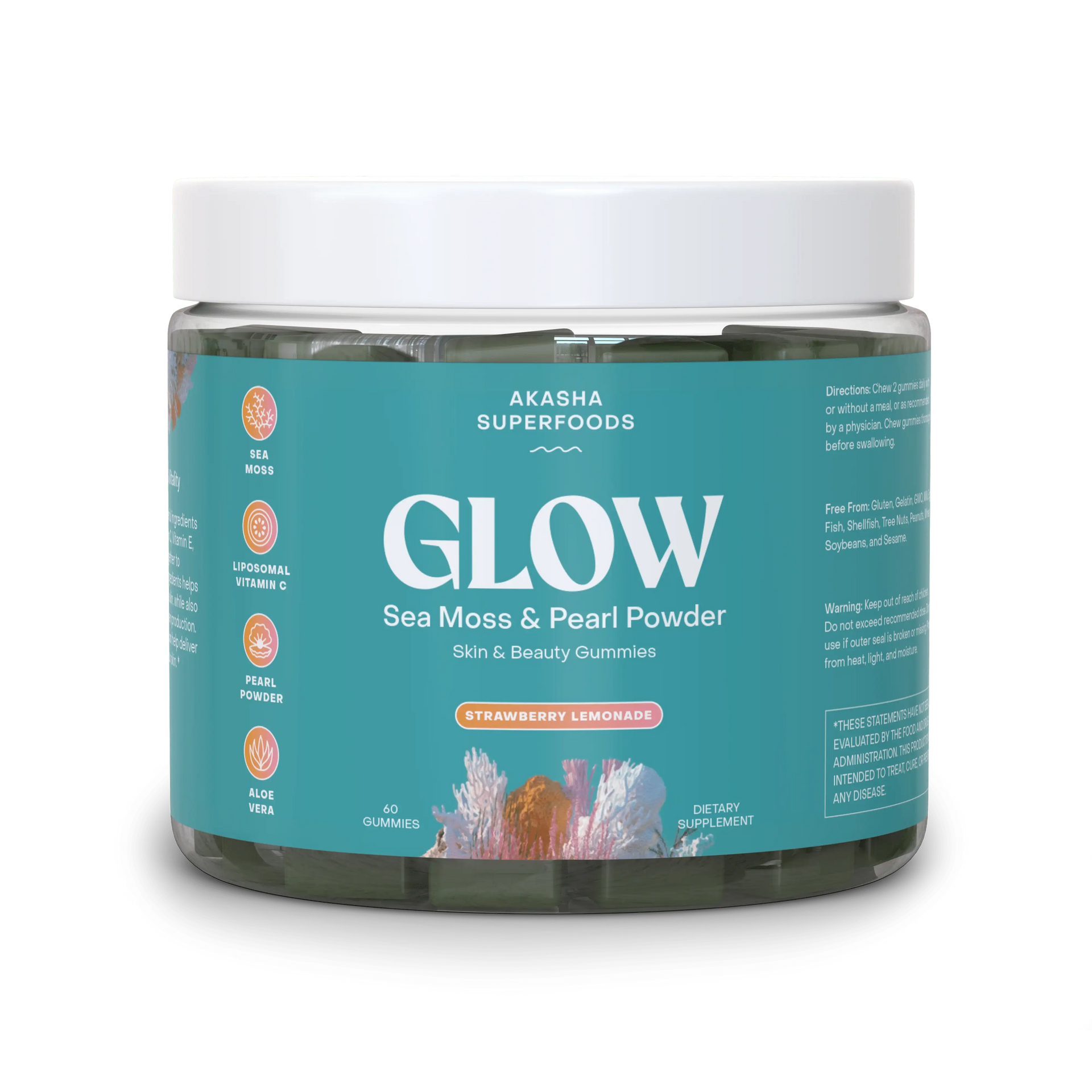 Glow Sea Moss & Pearl Powder Gummies - Vitamin C + Aloe + Blue Majik