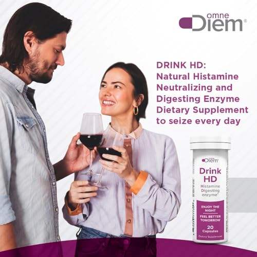 Omne Diem DrinkHD 20 Count 3 Pack - Diamine Oxidase - DAO Enzyme in a convienant Carry Package.