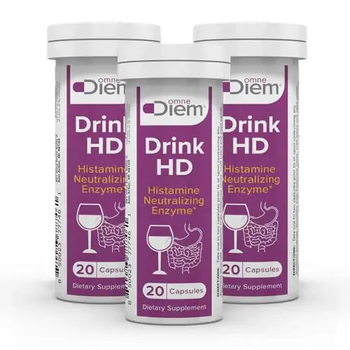 Omne Diem DrinkHD 20 Count 3 Pack - Diamine Oxidase - DAO Enzyme in a convienant Carry Package.