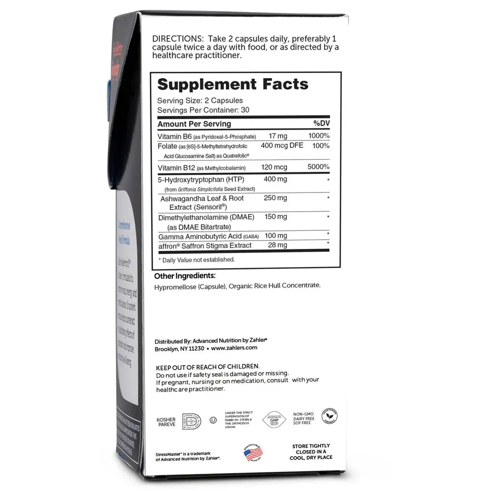 Zahler MasterMind Mood Support with Ashwagandha, 5-HTP & Saffron - Energy & Mental Balance Formula - 60 Capsules - HSA/FSA Eligible