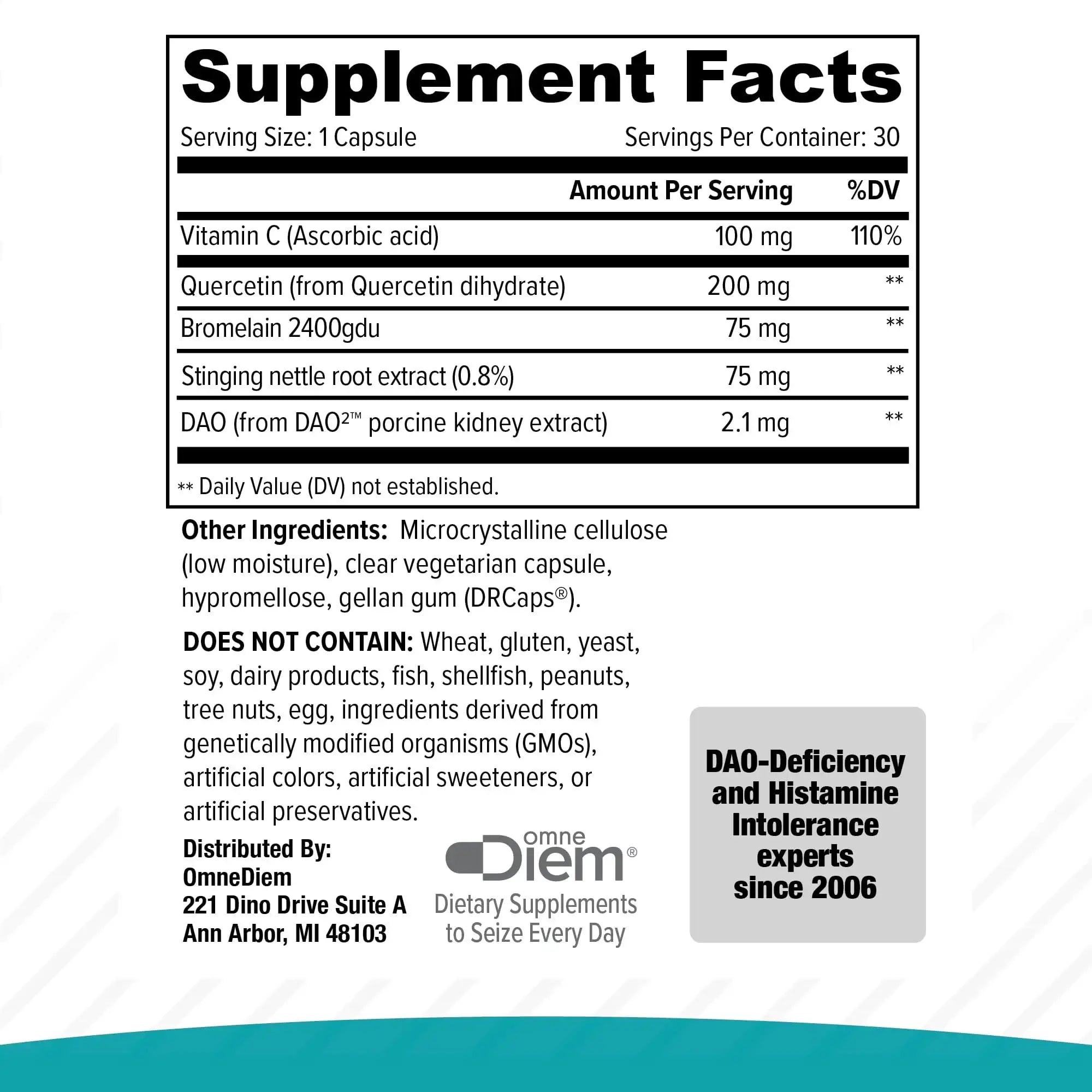 Histamine Complete - Histamine Digest Seasonal Support & Dietary Histamine Support 30 Caps