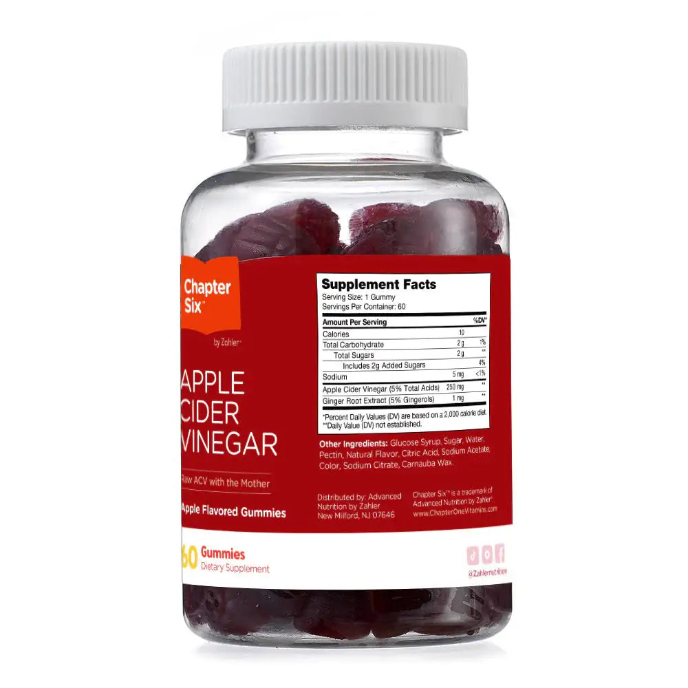Zahler - Apple Cider Vinegar Gummies with Ginger Root - ACV with the Mother - HSA/FSA Eligible - 60 Gummies for Digestion & Metabolism Support