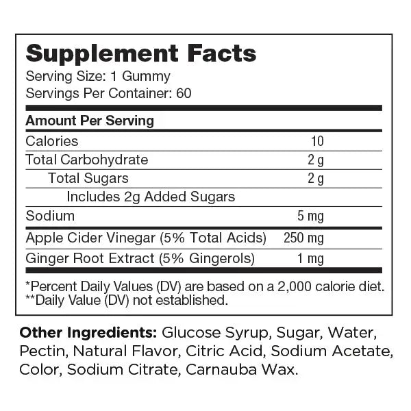Zahler - Apple Cider Vinegar Gummies with Ginger Root - ACV with the Mother - HSA/FSA Eligible - 60 Gummies for Digestion & Metabolism Support
