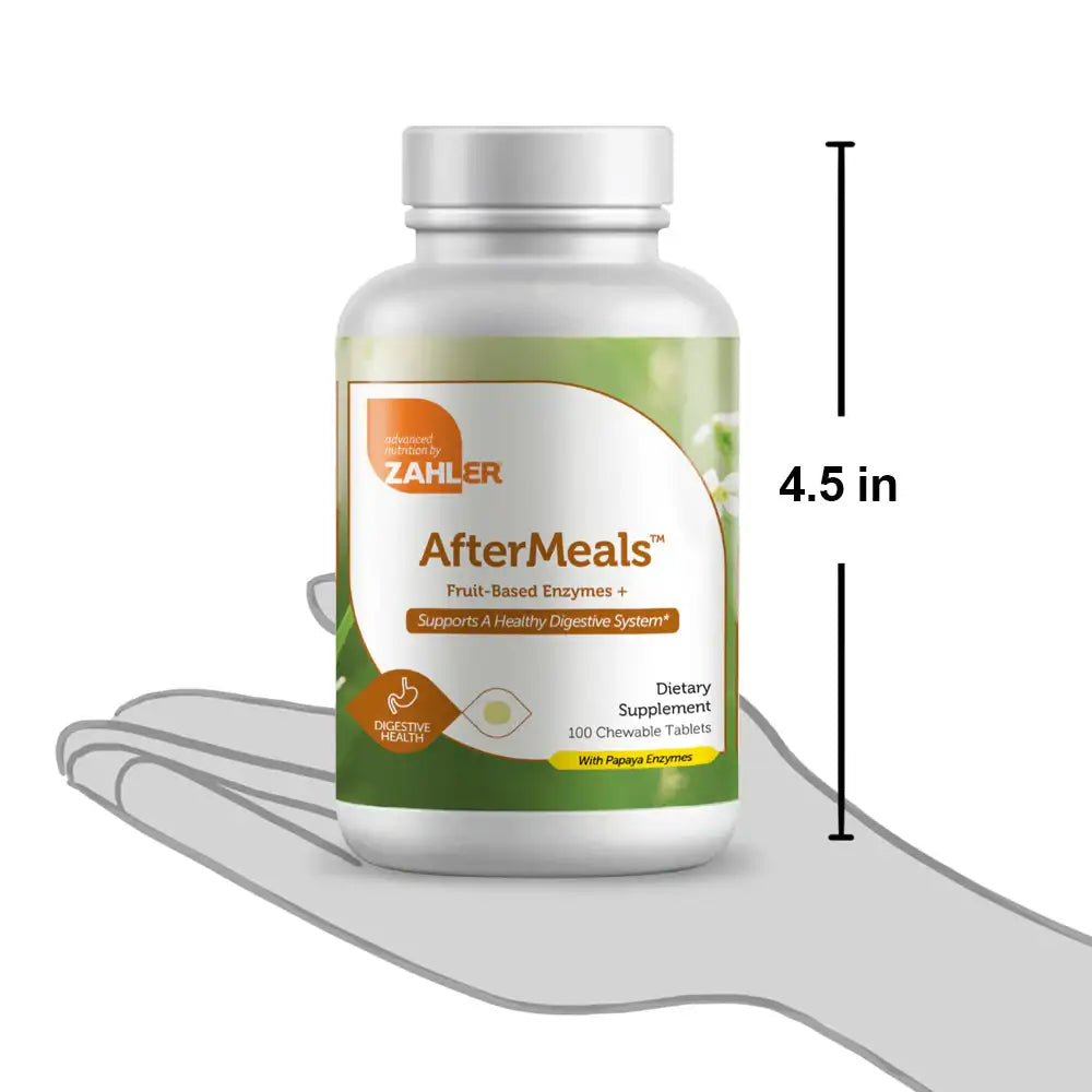 Zahler AfterMeals - Papaya Enzymes, Bromelain & Calcium - Digestive Support Chewables - 100 Tablets - HSA/FSA Eligible