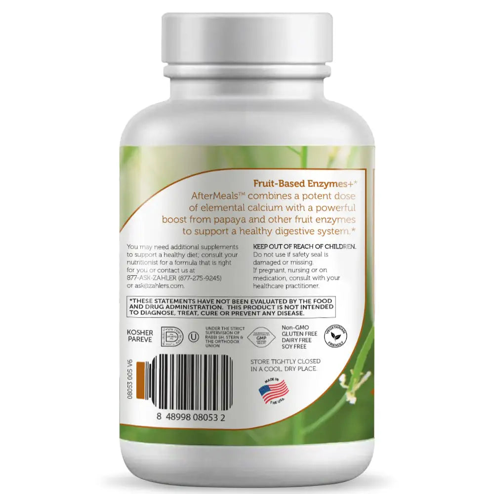 Zahler AfterMeals - Papaya Enzymes, Bromelain & Calcium - Digestive Support Chewables - 100 Tablets - HSA/FSA Eligible