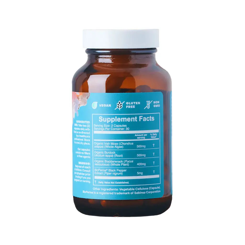 Akasha Sea Moss Vitality Blend Capsules - Irish Moss, Burdock & Bladderwrack - Heart, Energy & Sleep Support - Vegan - Non-GMO