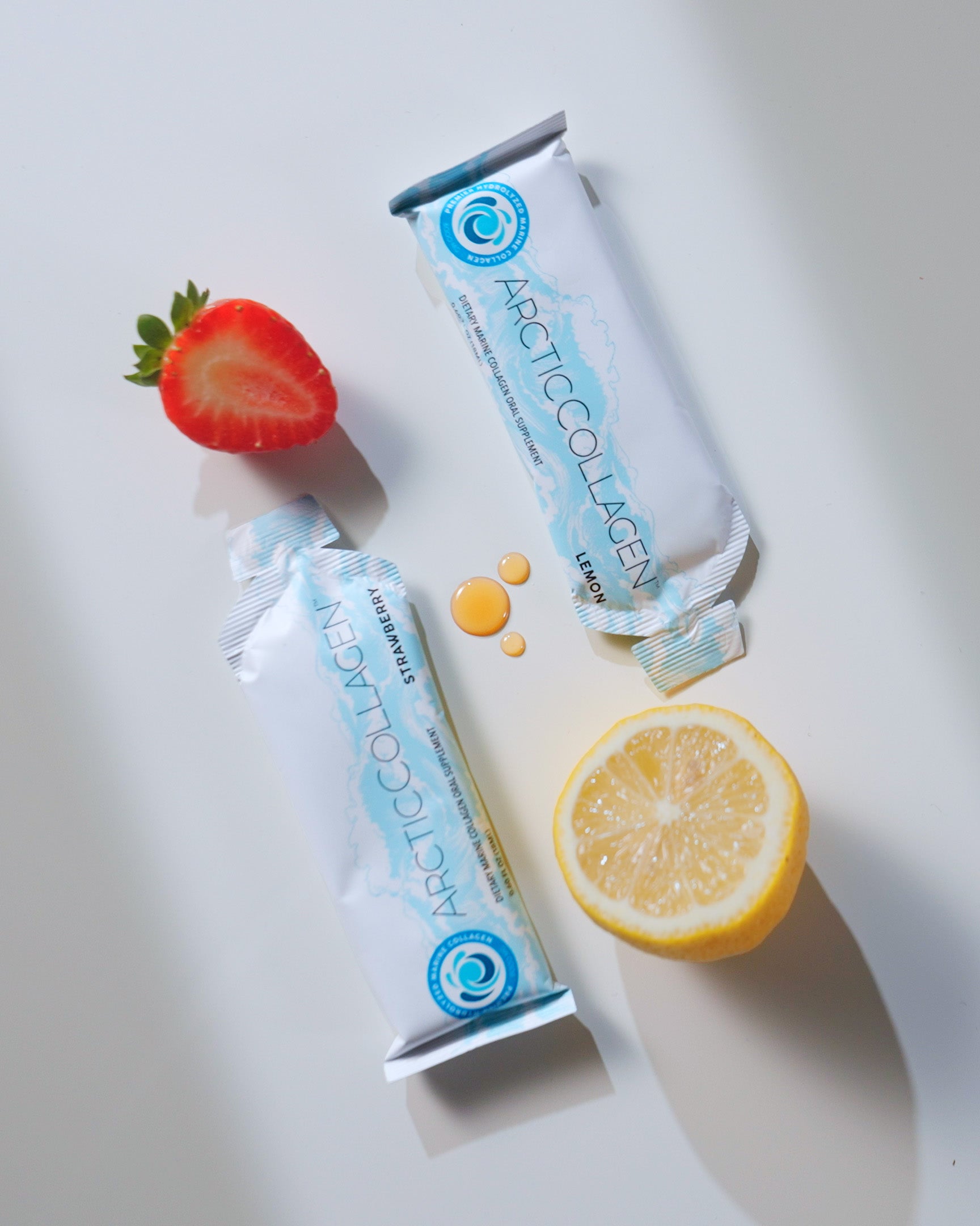 Lemon and Strawberry Marine Collagen Oral Supplement Sachet
