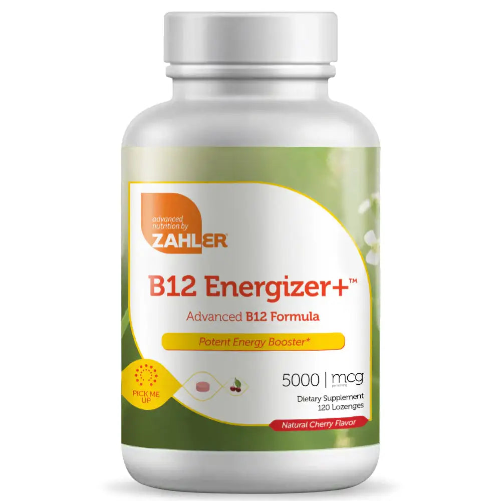 Zahler B12 Energizer+ - 5000 mcg Methylcobalamin - Energy & Nervous System Support - Cherry Lozenges, 120 Ct - HSA/FSA Eligible