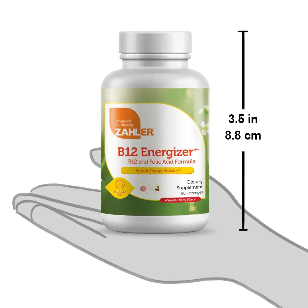 Zahler B12 Energizer Lozenges - Methylated B12 1000 mcg with Folate for Energy Mood & Nerve Support - Cherry Flavor - 90 180 360 Count - HSA FSA Eligible