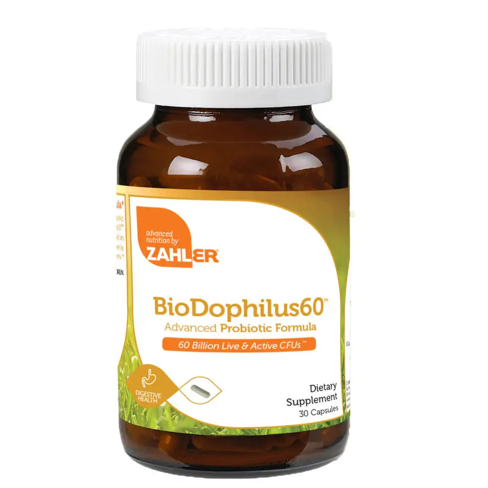 Zahler BioDophilus60 Probiotic - 60 Billion CFUs - 11 Strains for Digestive & Immune Support - 30/60 Capsules - HSA/FSA Eligible