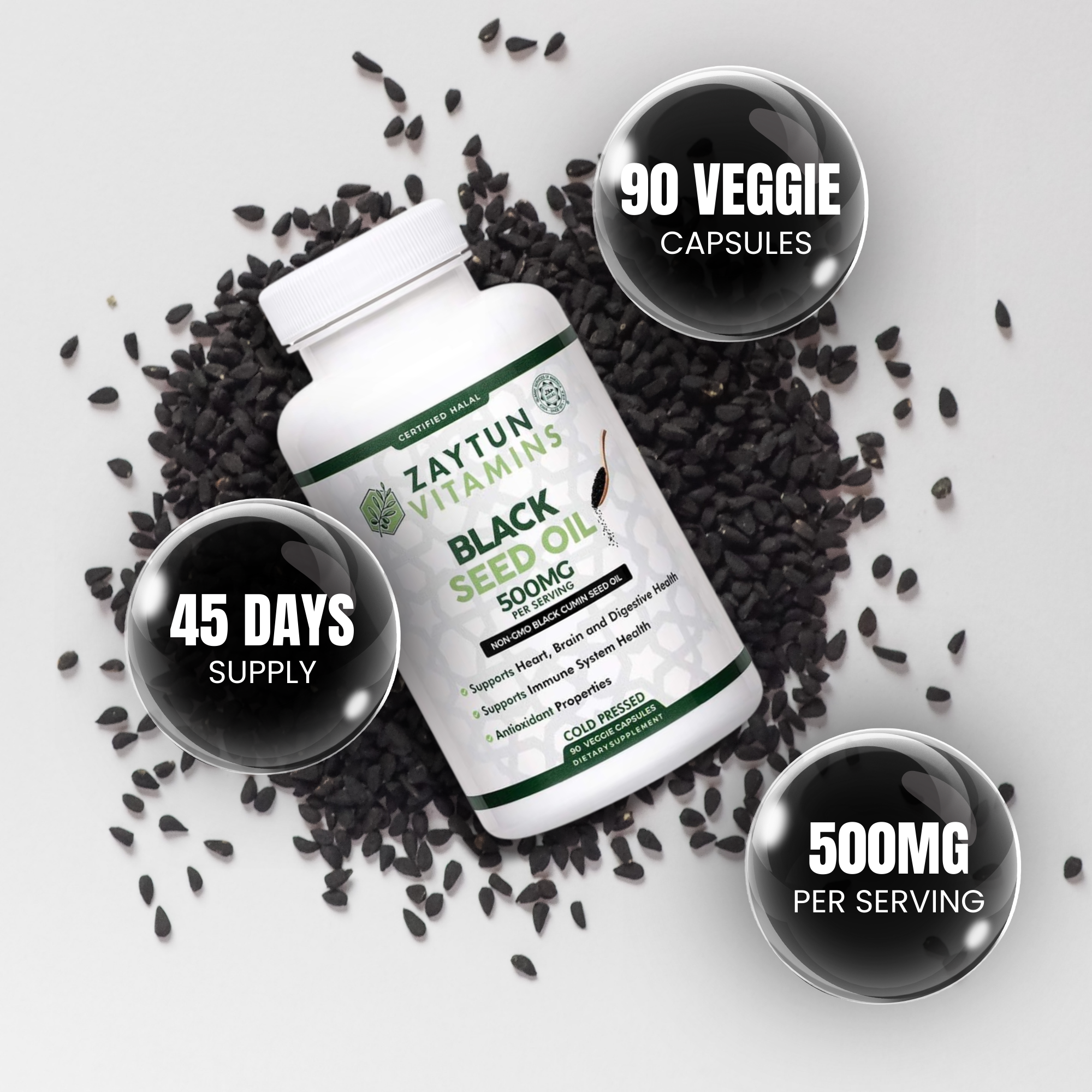 Halal Black Seed Oil Veggie Capsules (3Pack)