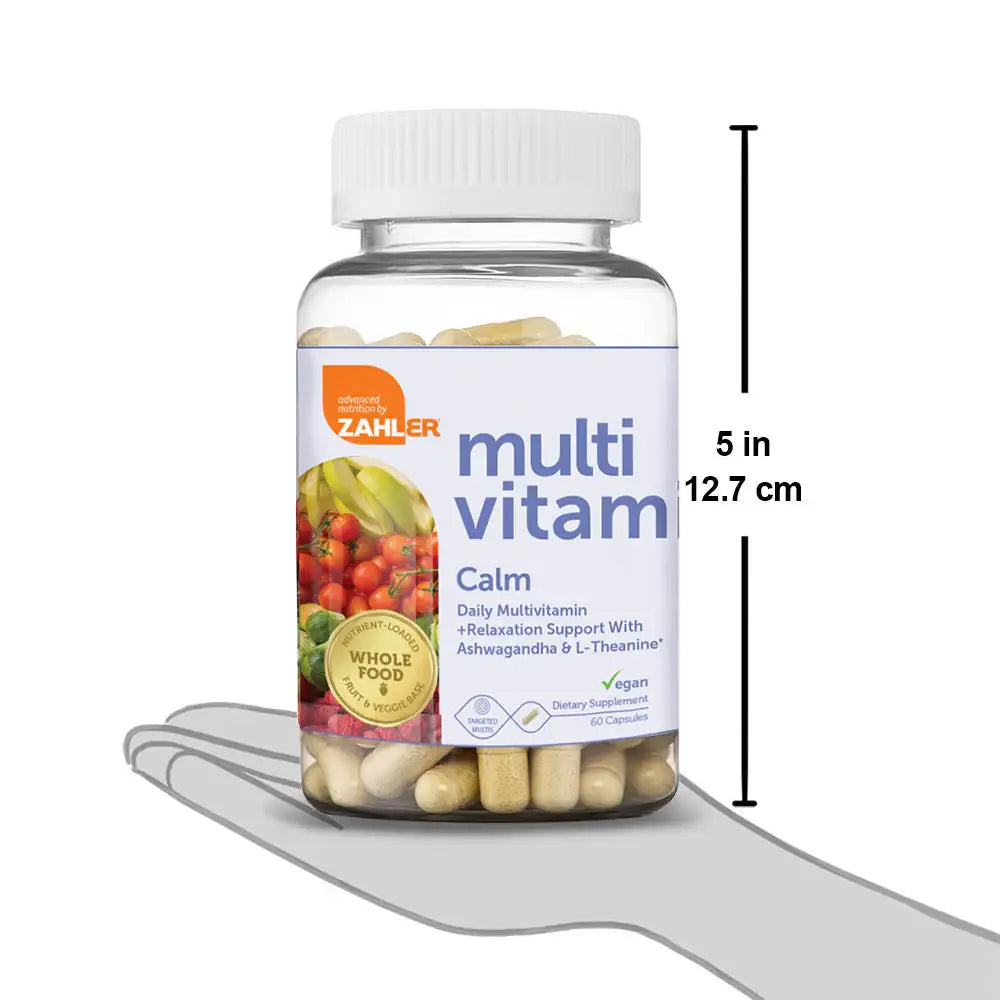 Zahler Multivitamin Calm with Ashwagandha & L-Theanine - Whole Food  Relaxation & Mood Support - Vegan Daily Formula - 60 Capsules - HSA/FSA Eligible