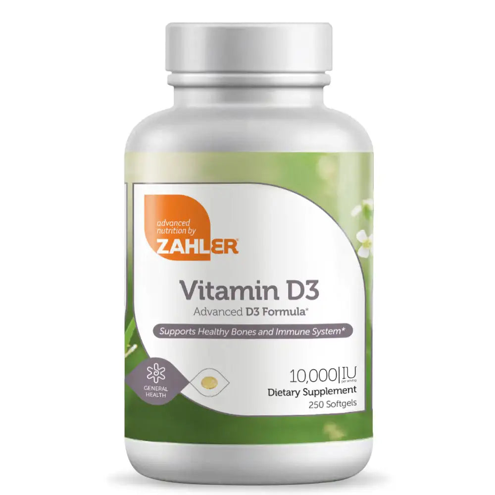 Zahler Vitamin D3 10,000 IU Softgels 120 and 250 Count - High Potency Bone and Immune Support - Easy-to-Swallow - HSA/FSA Eligible