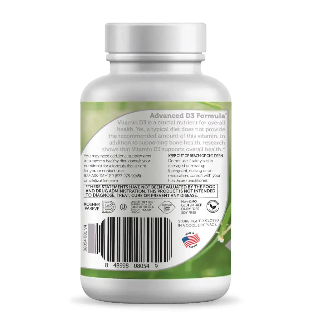 Zahler Vitamin D3 1000 IU Softgels 120 and 250 Count - High Potency Bone and Immune Support - Easy-to-Swallow - HSA/FSA Eligible