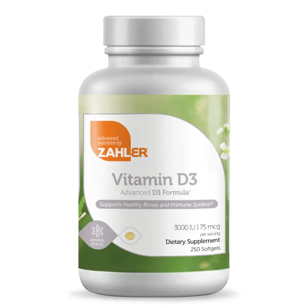 Zahler Vitamin D3 3000 IU Softgels 120 and 250 Count - High Potency Bone and Immune Support - Easy-to-Swallow - HSA/FSA Eligible
