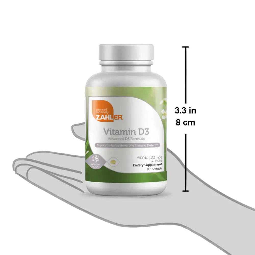 Zahler Vitamin D3 5000 IU Softgels 120 and 250 Count - High Potency Bone and Immune Support - Easy-to-Swallow - HSA/FSA Eligible