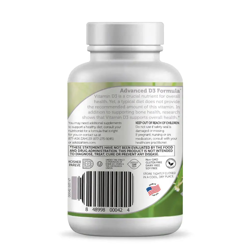 Zahler Vitamin D3 5000 IU Softgels 120 and 250 Count - High Potency Bone and Immune Support - Easy-to-Swallow - HSA/FSA Eligible