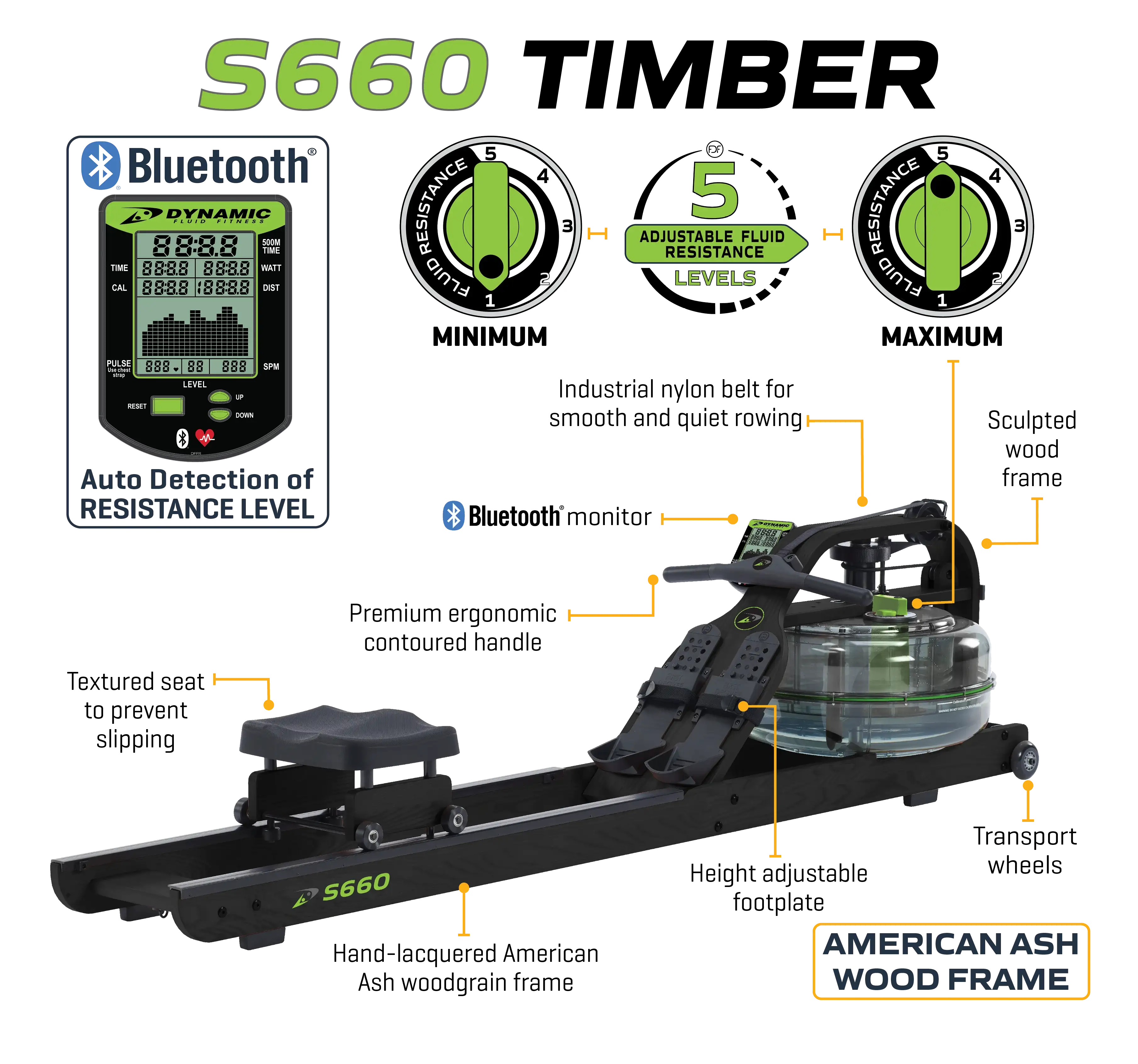Dynamic Fluid Rower - S680 Timber