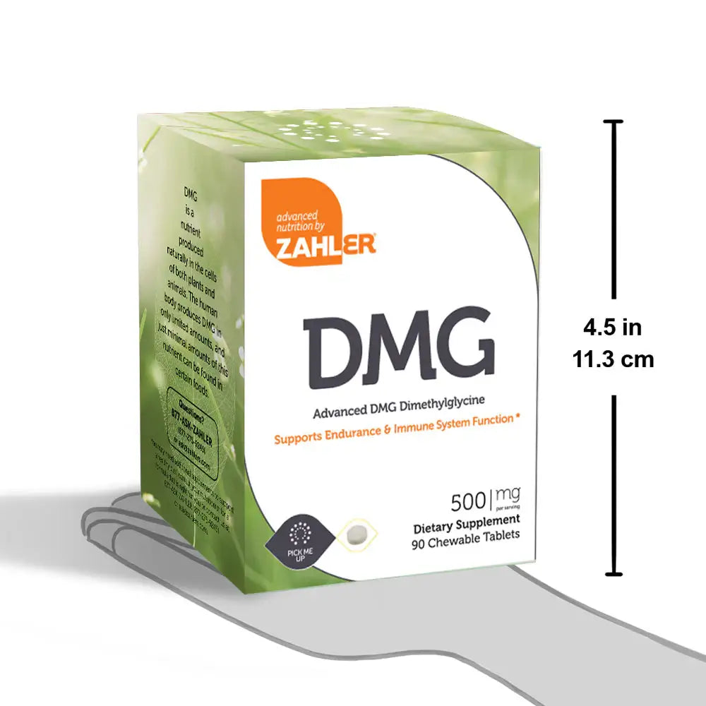 Zahler DMG 500 mg - Cellular Oxygenation, Endurance & Immune Support - 90 Chewable Tablets for Energy & Focus