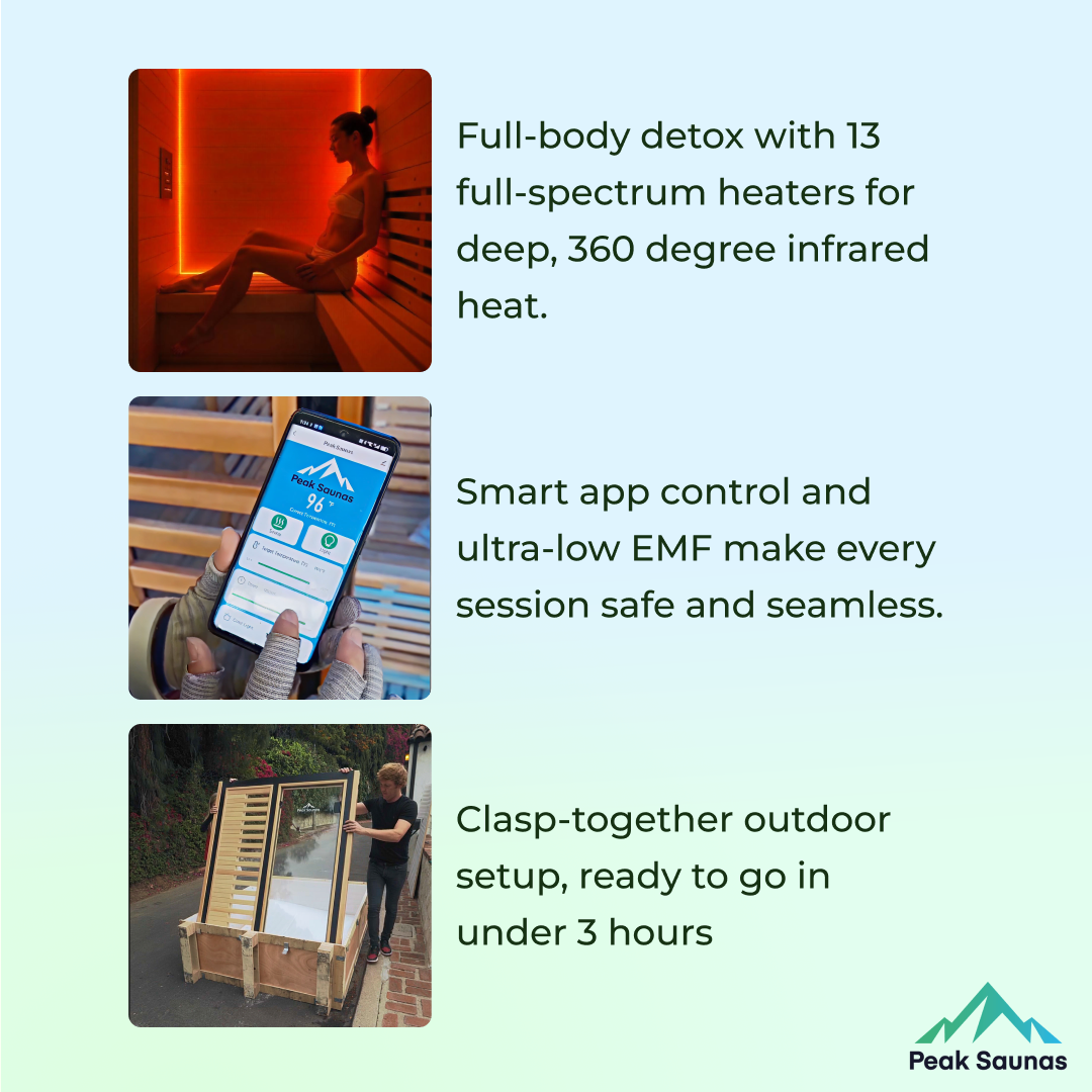 Peak Saunas El Capitan Luxury 4-Person Outdoor Full Spectrum Infrared Sauna with Smart WiFi App Control