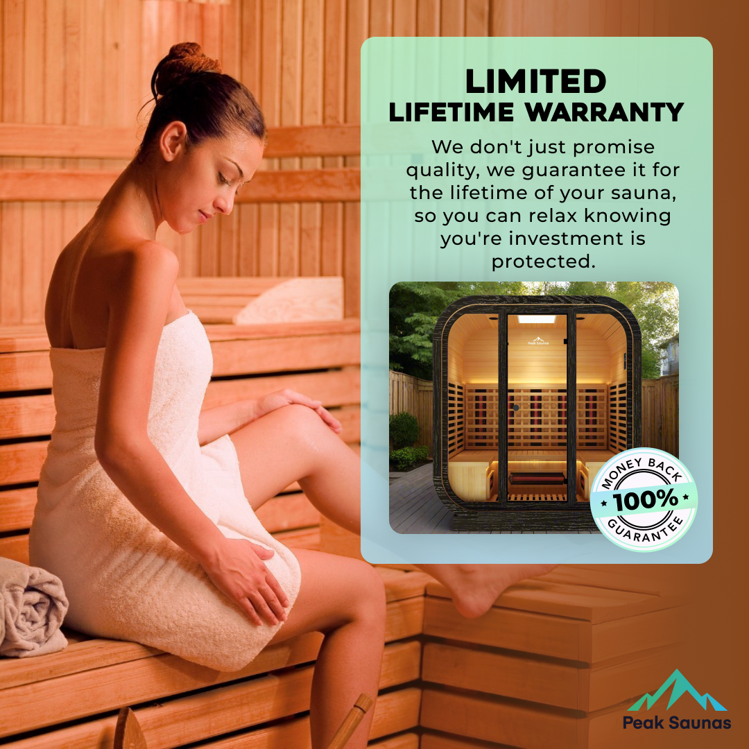 Peak Saunas El Capitan Luxury 4-Person Outdoor Full Spectrum Infrared Sauna with Smart WiFi App Control