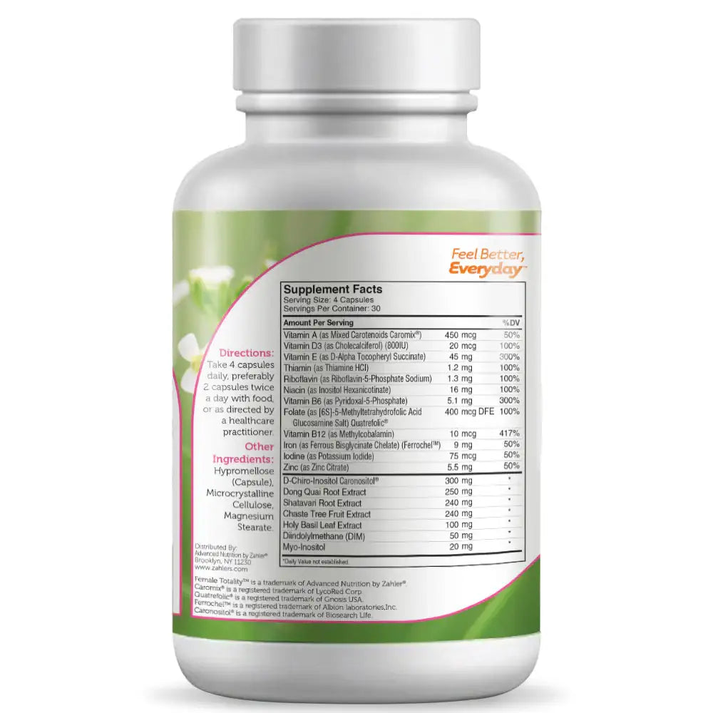 Zahler Female Totality - Hormonal Balance with Dong Quai Shatavari Chaste  Tree DIM for Cycle Support & Ovulation - 120 Capsules - HSA FSA Eligible