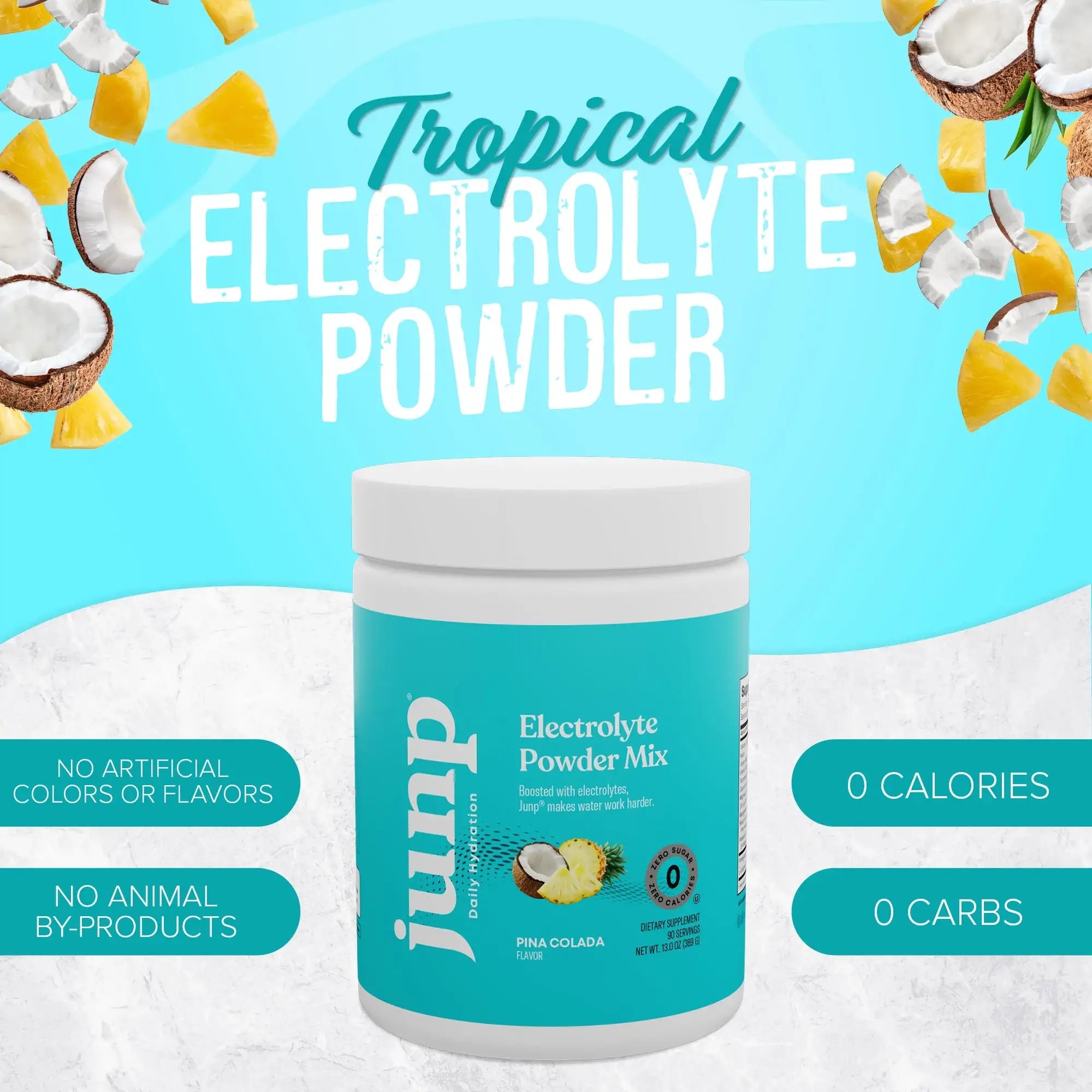 Junp Daily Hydration Electrolyte Powder - Pina Colada - 90 Servings - No Sugar or Carbs - Vegan - Keto Friendly - HSA FSA Eligible