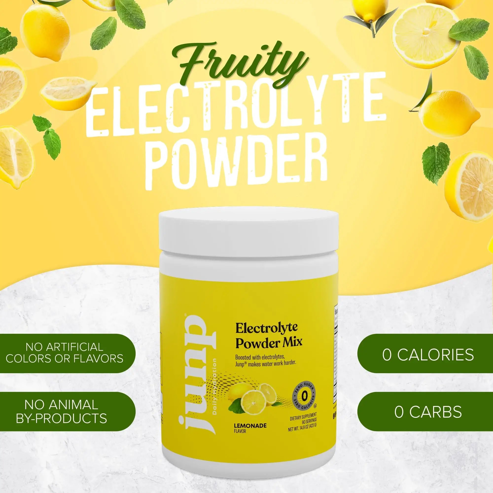 Hydrate with Junp Lemonade Electrolyte Mix - Vegan Friendly - No Artificial Ingredients - 90 Servings - HSA FSA Eligible