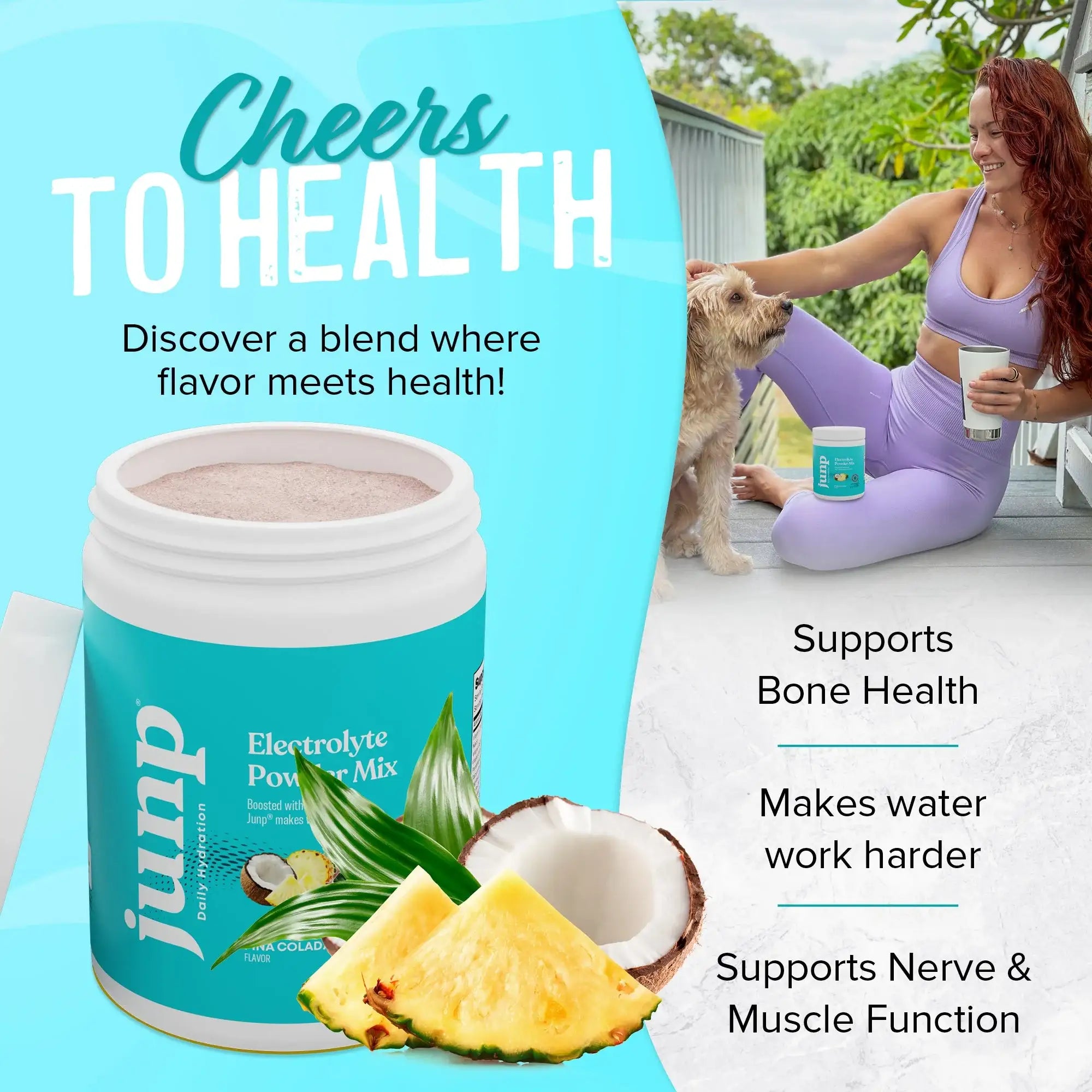 Junp Daily Hydration Electrolyte Powder - Pina Colada - 90 Servings - No Sugar or Carbs - Vegan - Keto Friendly - HSA FSA Eligible