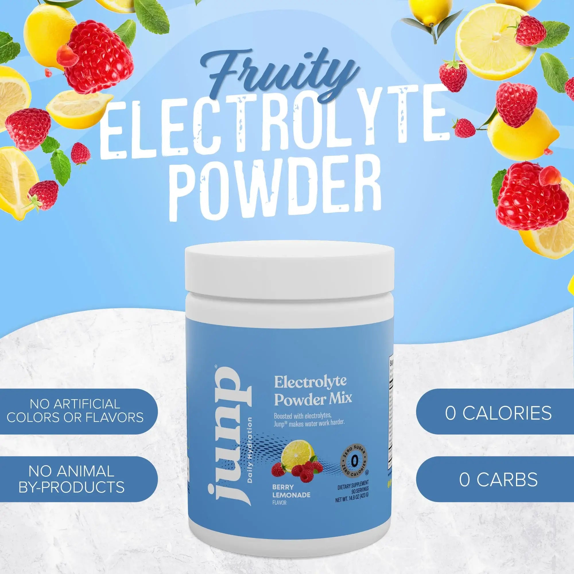 Junp Daily Hydration Electrolyte Powder Berry Lemonade - Sugar Free  Vegan Electrolytes with B12 and Minerals - 90 Servings - HSA FSA Eligible