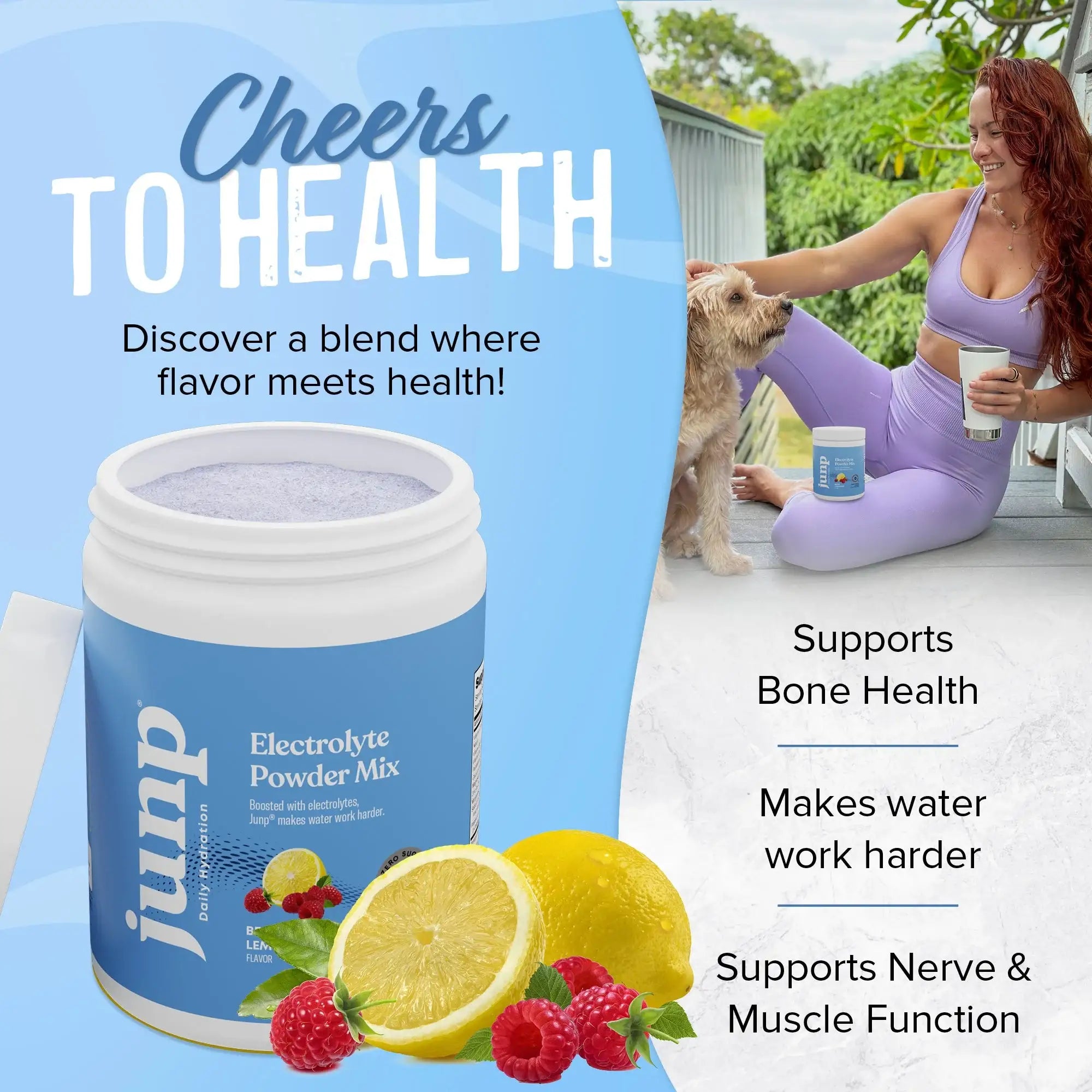 Junp Daily Hydration Electrolyte Powder Berry Lemonade - Sugar Free  Vegan Electrolytes with B12 and Minerals - 90 Servings - HSA FSA Eligible