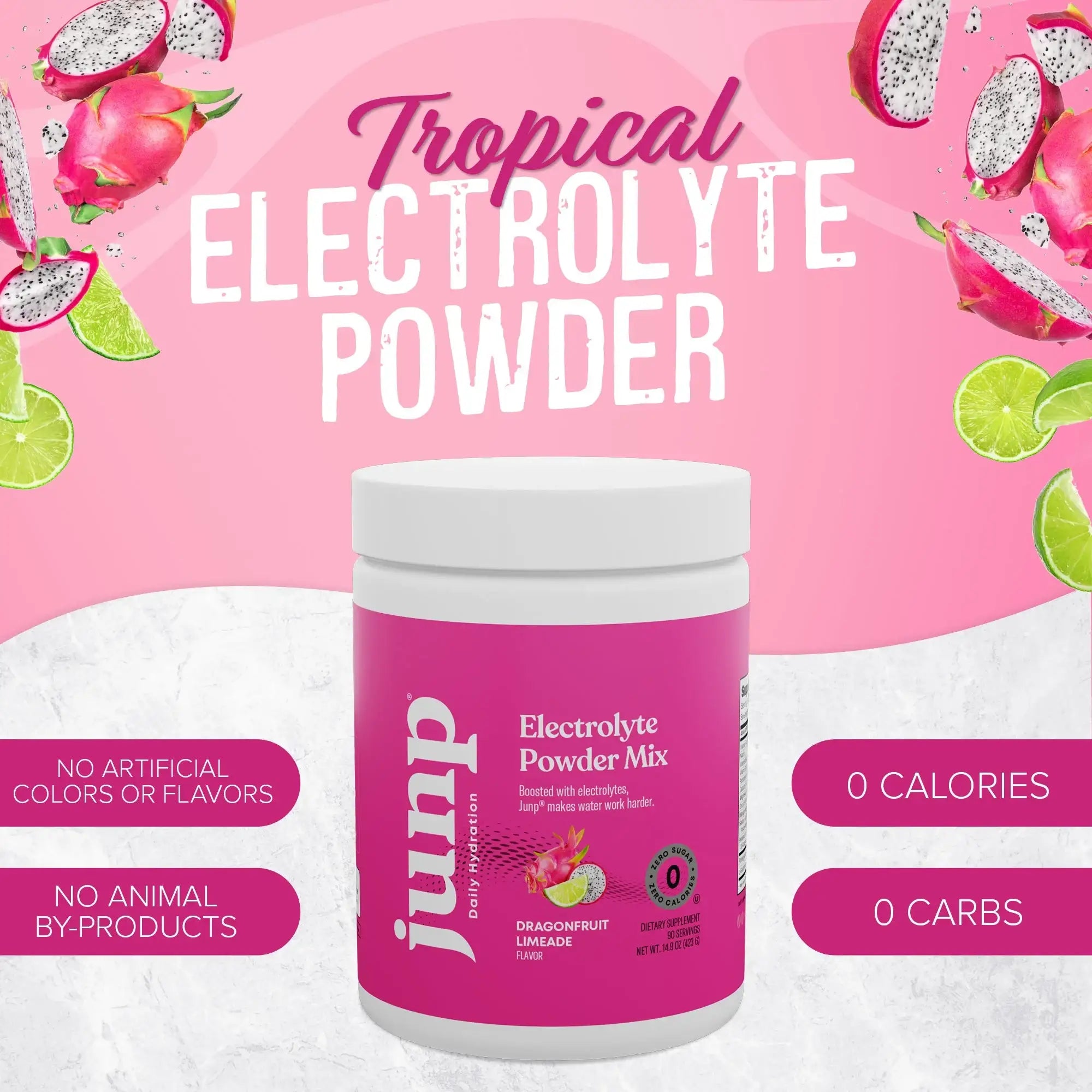 Junp Hydration Electrolyte Powder Mix - Dragonfruit Limeade Flavor - Zero  Sugar - 90 Servings - HSA FSA Eligible - Vegan Keto Gluten Free
