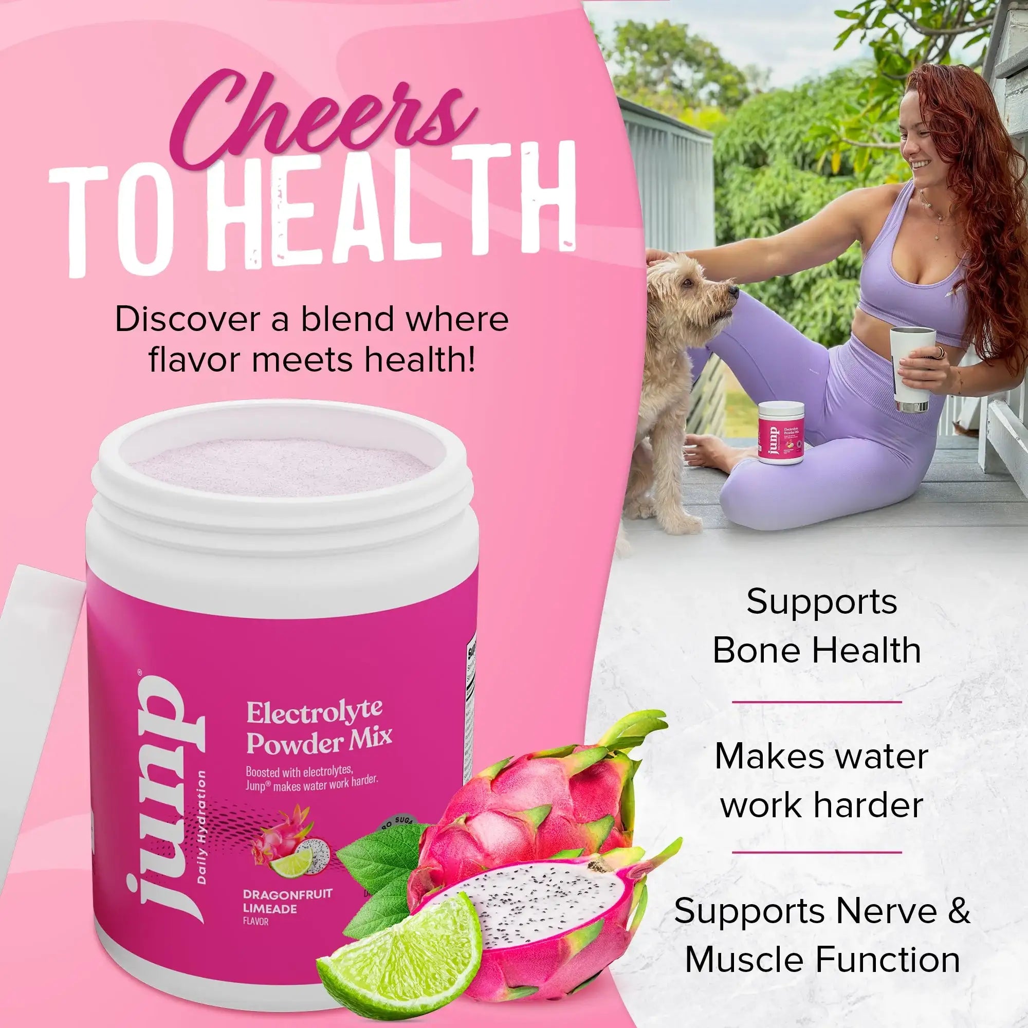 Junp Hydration Electrolyte Powder Mix - Dragonfruit Limeade Flavor - Zero  Sugar - 90 Servings - HSA FSA Eligible - Vegan Keto Gluten Free