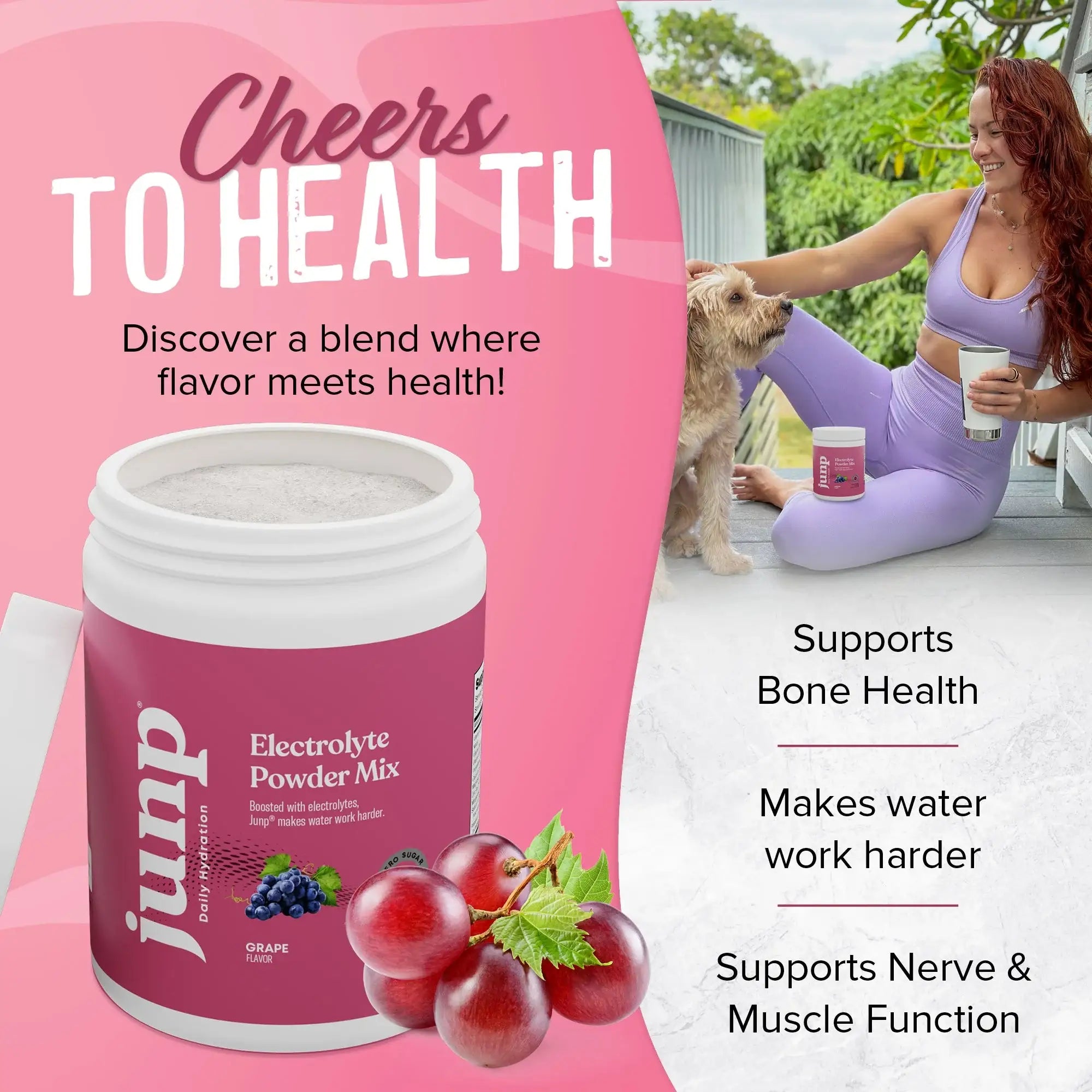 Junp Electrolyte Powder - Grape Flavor - Sugar-Free Hydration Mix with  Magnesium, Potassium, Zinc & B Vitamins - 90 Servings - Zero Calories