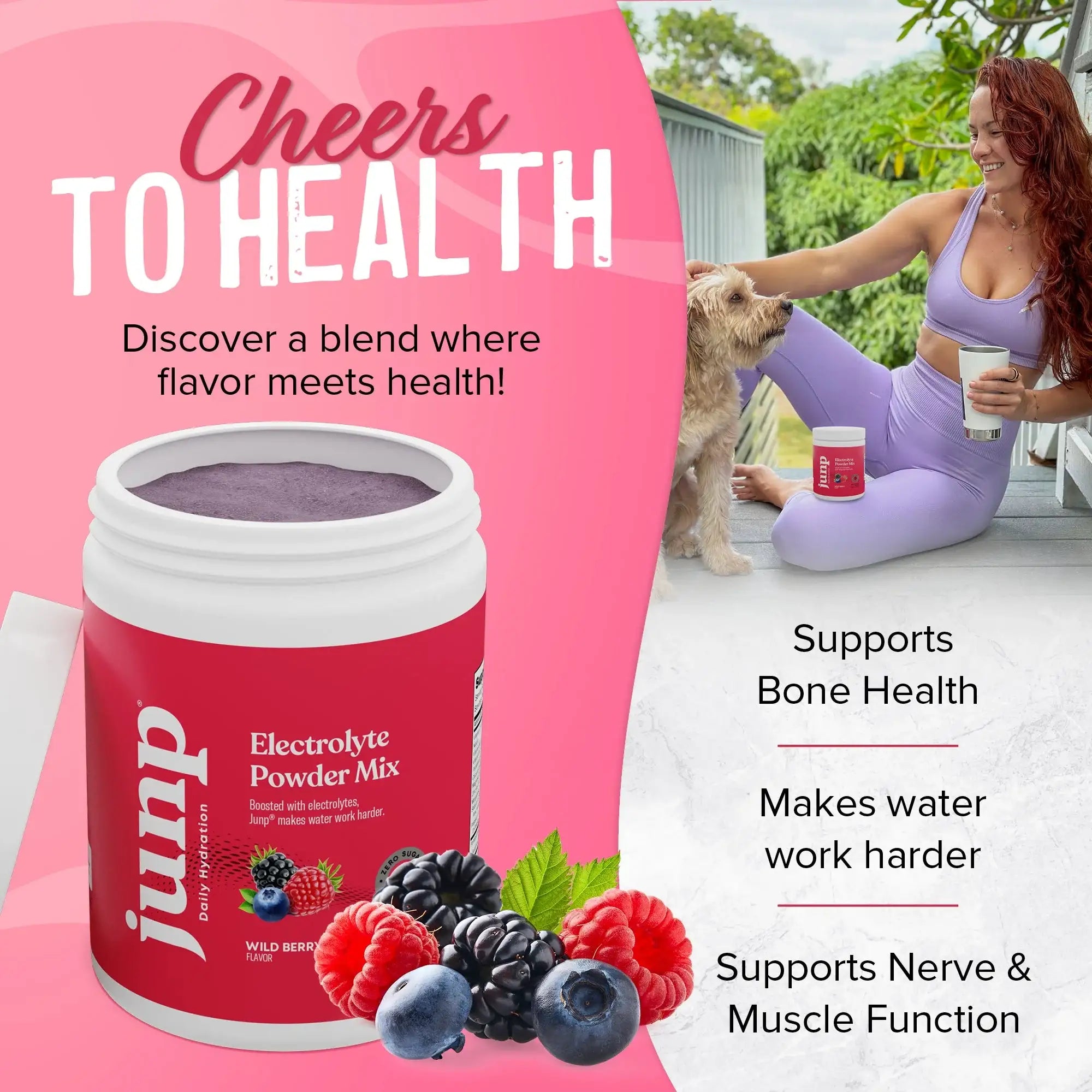 JUNP Electrolytes Powder No Sugar No Carbs – Wild Berry Fruit Flavor Drink Mix - Potassium & Salt Electrolyte Hydration Powder Zero Calorie Sugar Free Electrolyte Powder, Keto Friendly, 90 Servings