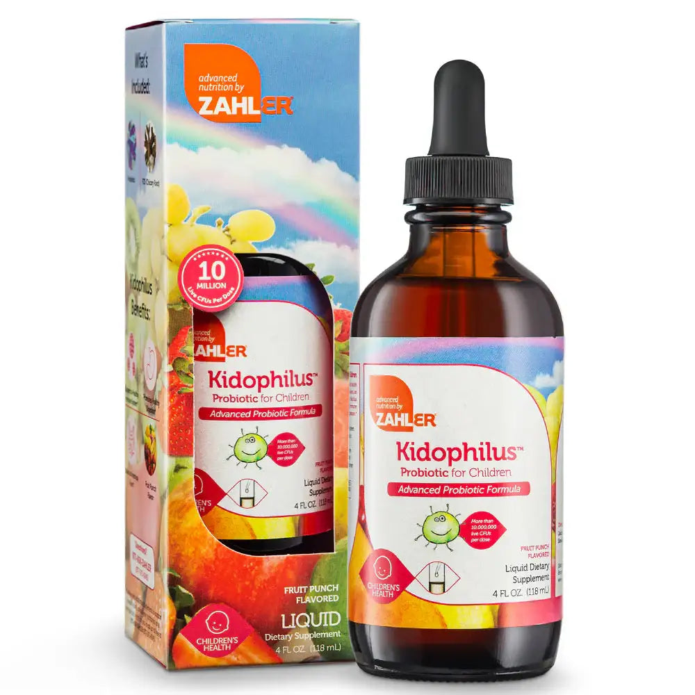 Zahler Kidophilus - Liquid Probiotic for Kids with Bacillus Coagulans & FOS - Gut & Digestive Support - Fruit Punch - 4 oz - HSA/FSA Eligible