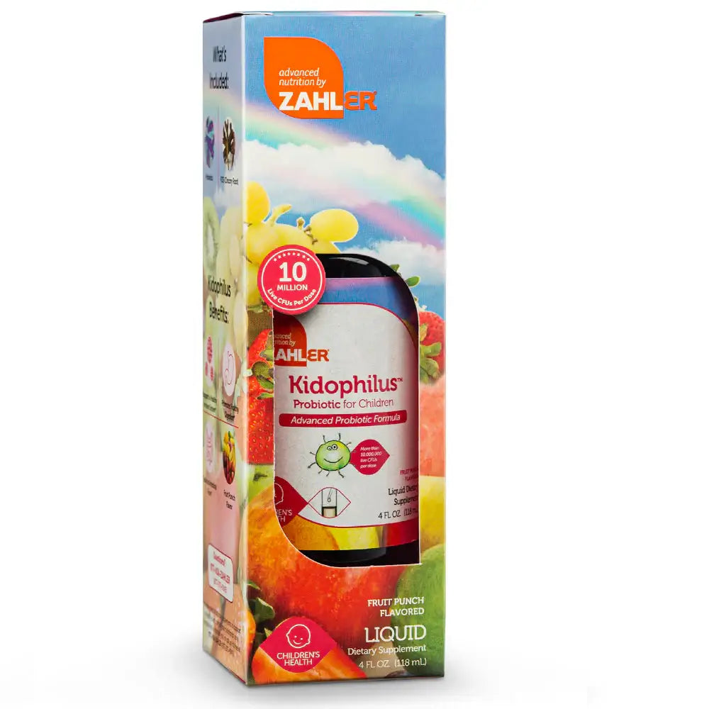 Zahler Kidophilus - Liquid Probiotic for Kids with Bacillus Coagulans & FOS - Gut & Digestive Support - Fruit Punch - 4 oz - HSA/FSA Eligible