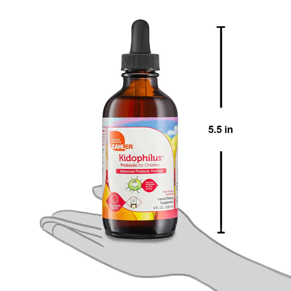 Zahler Kidophilus - Liquid Probiotic for Kids with Bacillus Coagulans & FOS - Gut & Digestive Support - Fruit Punch - 4 oz - HSA/FSA Eligible