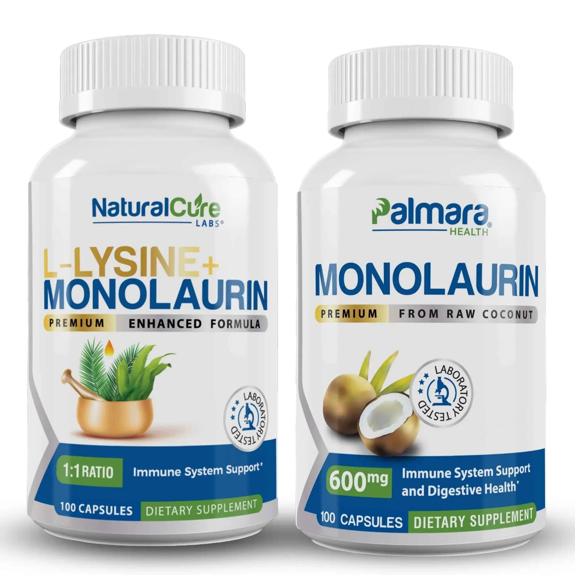 L-Lysine + Monolaurin & Premium Monolaurin 600mg