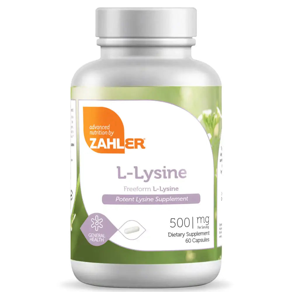 Zahler L-Lysine 500mg - Essential Amino Acid for Collagen & Skin Health - High Potency Supplement - 60 Capsules - HSA/FSA Eligible