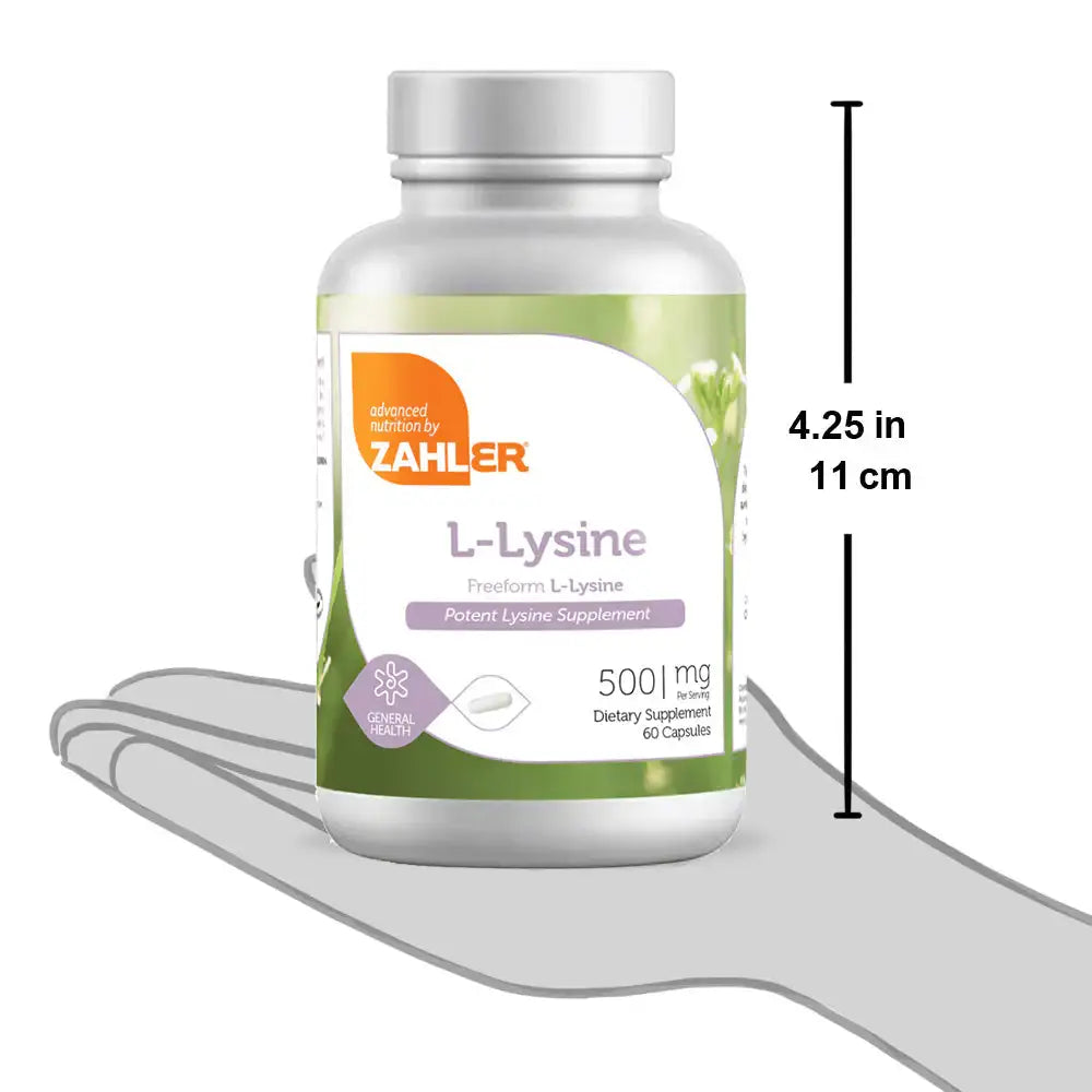Zahler L-Lysine 500mg - Essential Amino Acid for Collagen & Skin Health - High Potency Supplement - 60 Capsules - HSA/FSA Eligible