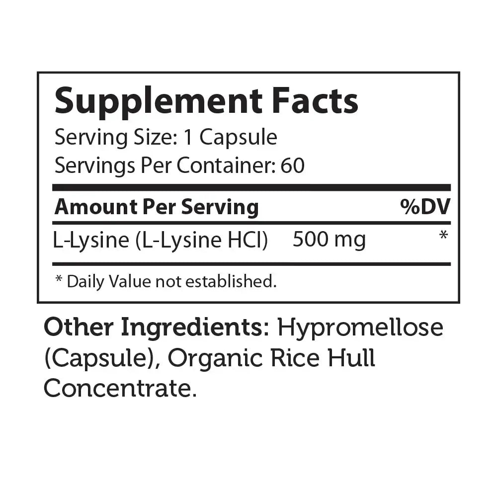 Zahler L-Lysine 500mg - Essential Amino Acid for Collagen & Skin Health - High Potency Supplement - 60 Capsules - HSA/FSA Eligible