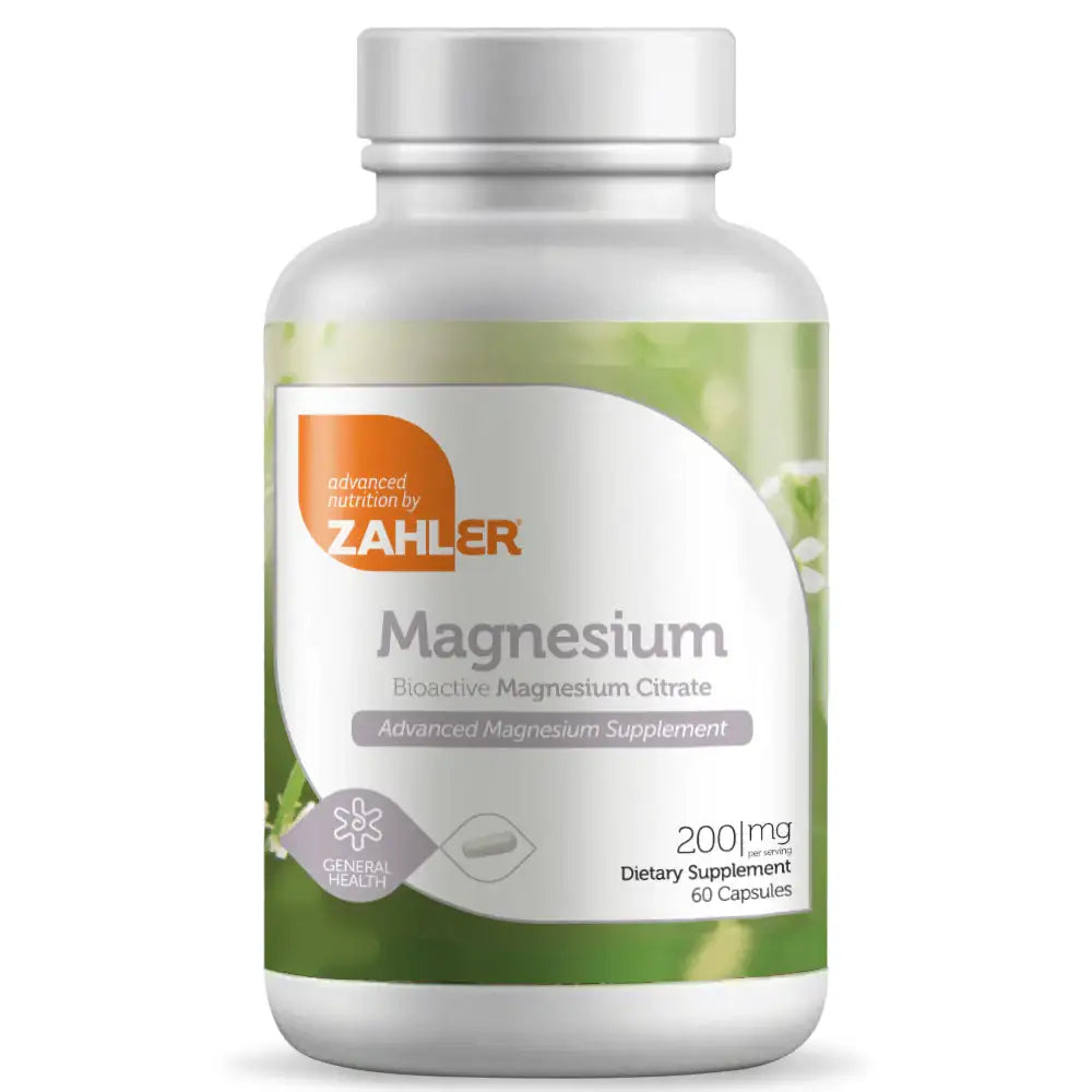 Zahler Magnesium 200mg with Bioactive Magnesium Citrate - Supports Muscle Relaxation Heart Health & Metabolism - 60 120 250 Capsules