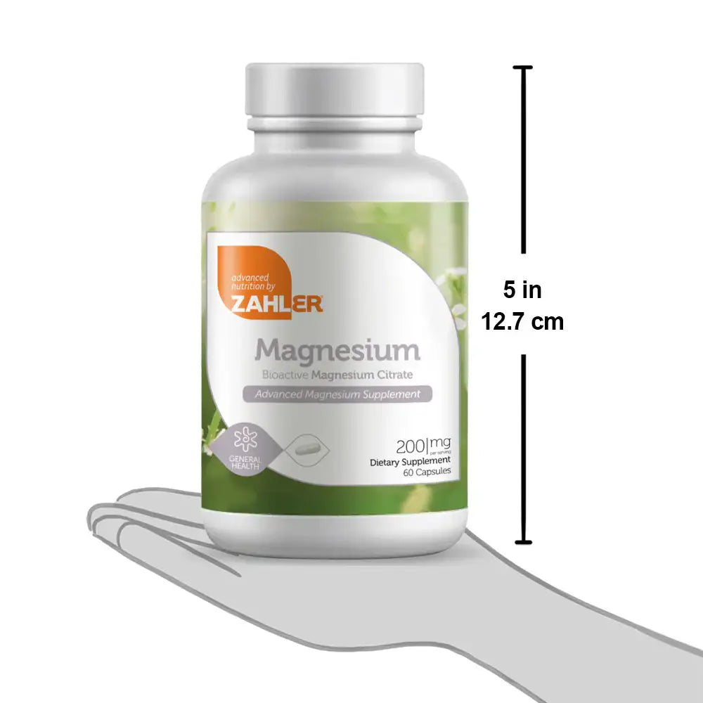 Zahler Magnesium 200mg with Bioactive Magnesium Citrate - Supports Muscle Relaxation Heart Health & Metabolism - 60 120 250 Capsules